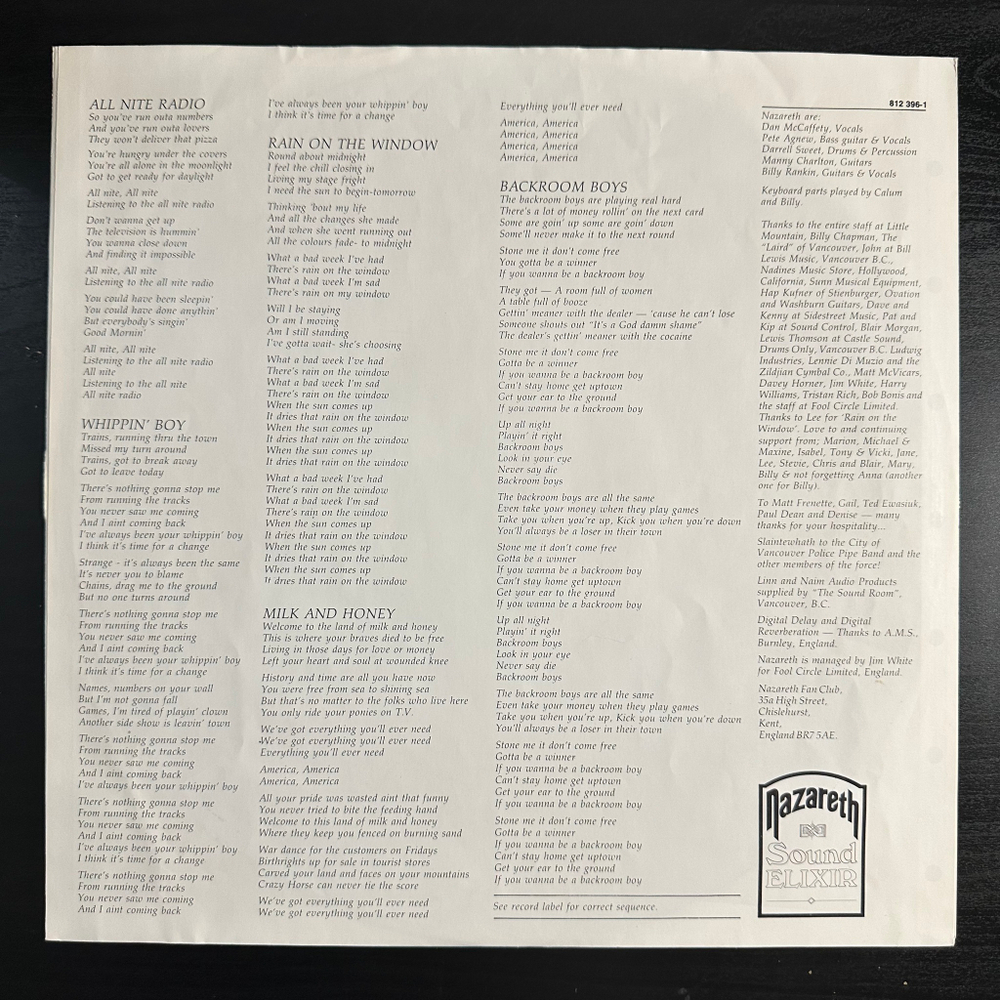 Nazareth - Sound Elixir (Голландия 1983г.)