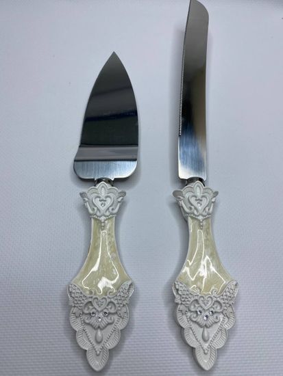 Набор для торта "Элегантный" , нож и лопатки с ручками