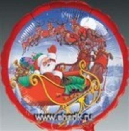 А 18" Круг  Новый год санта на санях