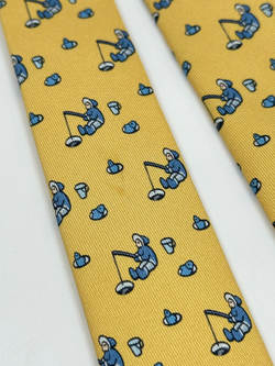 Галстук жёлтый Рыбалка Hermes