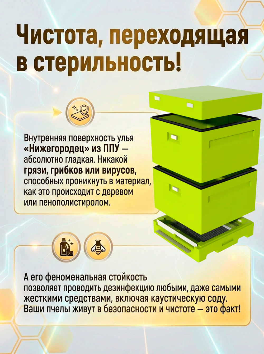 Улей ППУ Нижегородец 12 рамок Комплект 2 корпуса Дадан