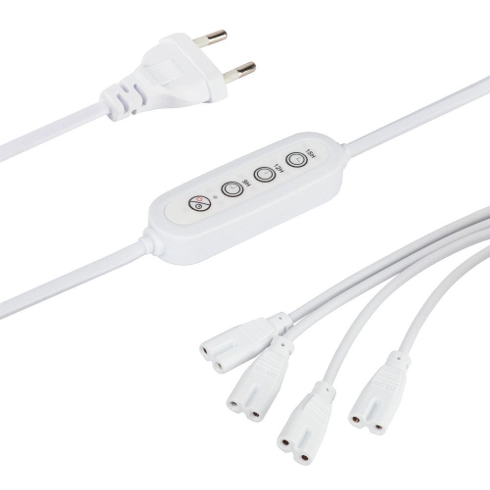 Разветвитель сетевой для линейных светильников ЭРА 4х IEC C7 2pin+timer на 4 точки с таймером 9 12 15H 2м | Аксессуары для фито светильников