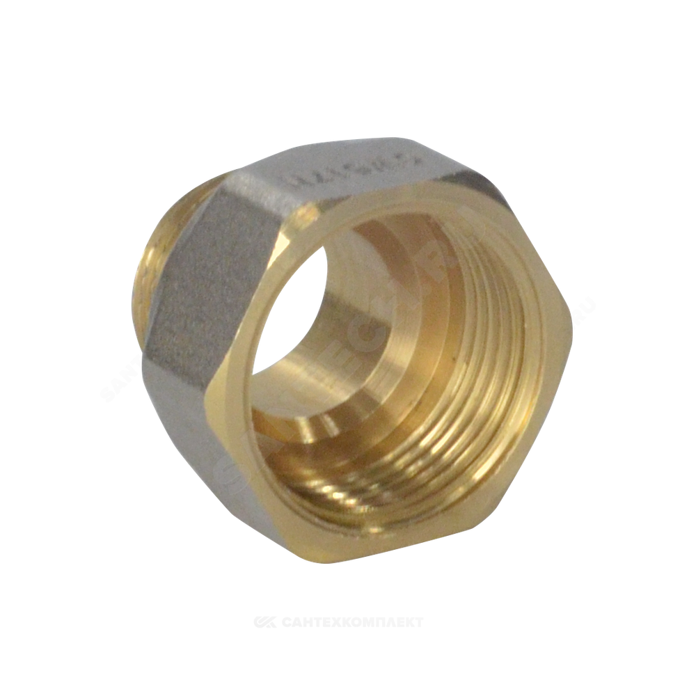 Переход латунь никель реборда Ду 40х20 (1 1/2"х3/4") ВР/НР 9021 ГОСТ 32585-2013 Aquasfera 9021-07