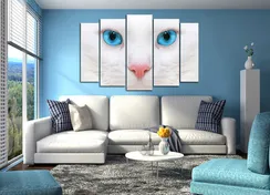 Модульная картина "Глаза белой кошки"