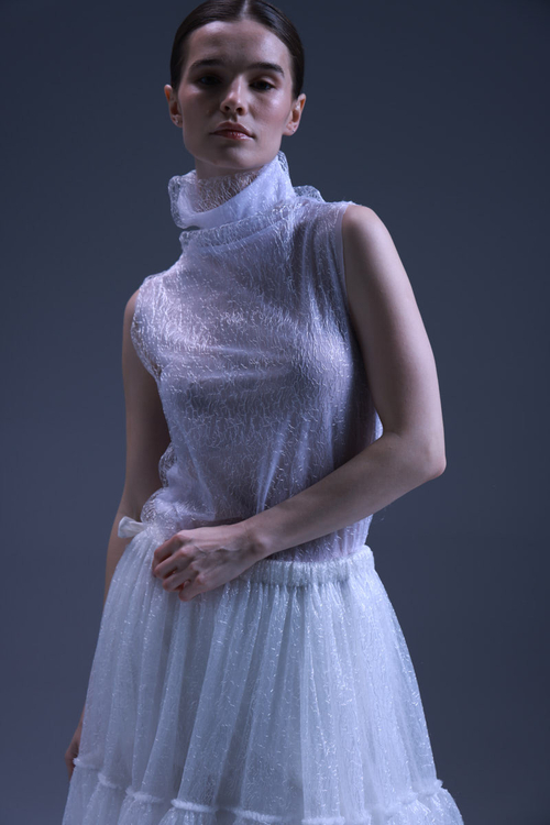 Юбка из паутинки на лентах, черный