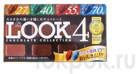 Шоколадное ассорти из 4 вкусов с разным содержанием какао Look Fujiya, 52 гр