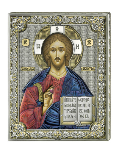 Серебряная икона Иисуса Христа Спасителя