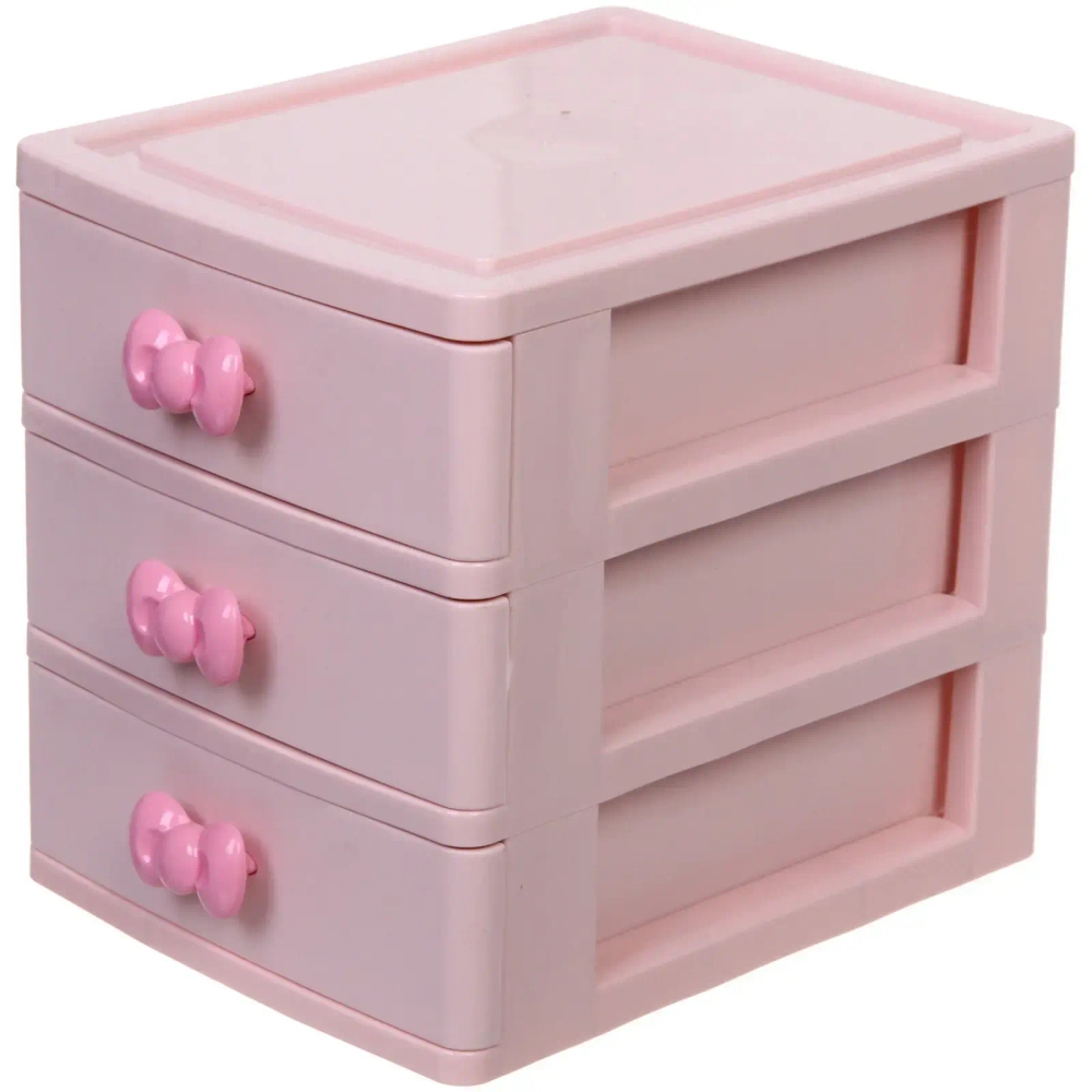 Комод малыйдля хранения «БАРЛАО», три отделения, цвет пудровая роза, 15,2*13*17см (пакет)