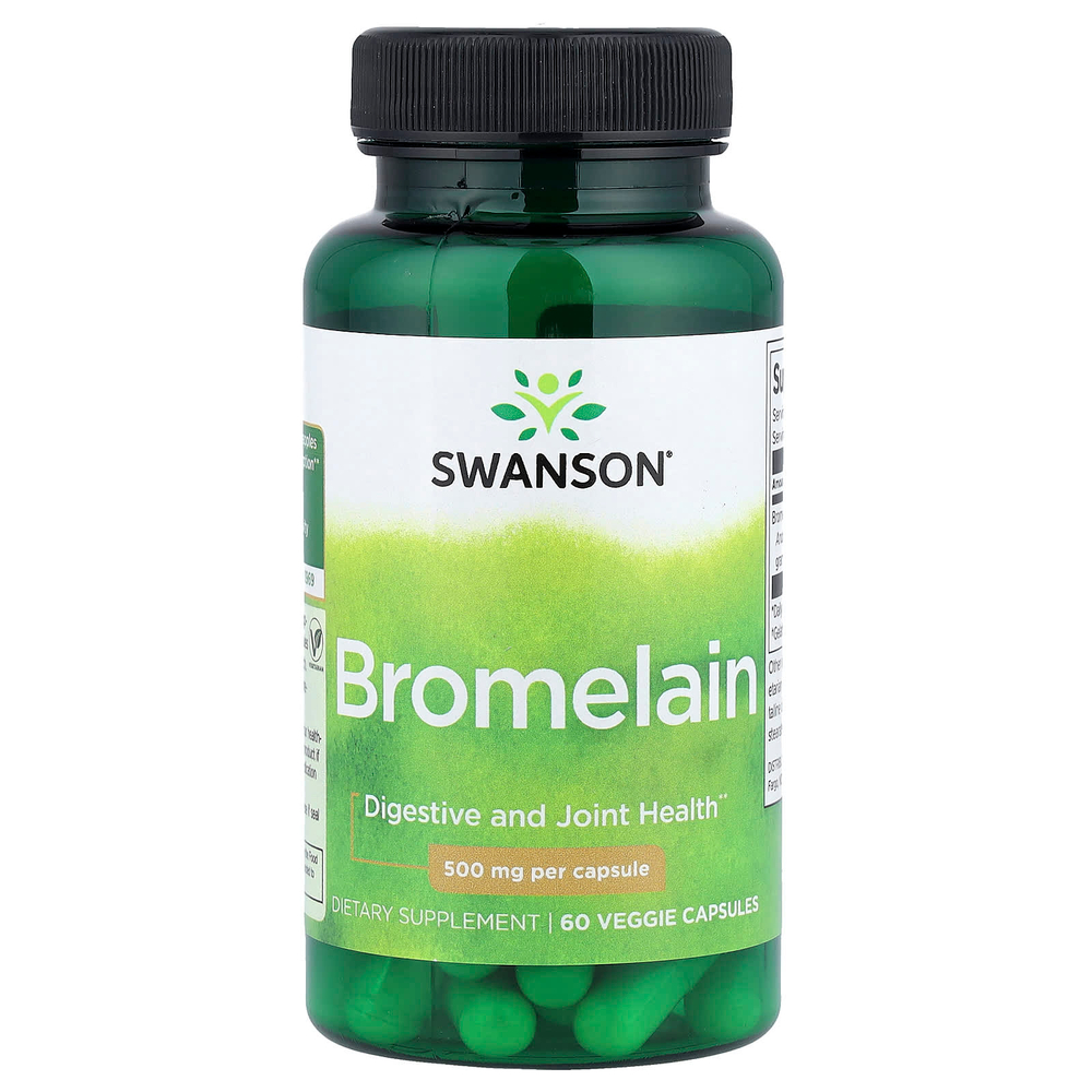 Swanson, бромелаин, 60 растительных капсул (500 мг в 1 капсуле)