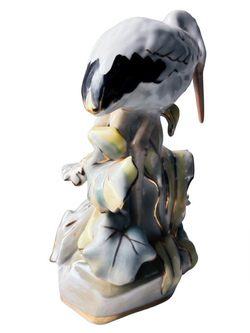 Фарфоровая статуэтка "Цапля и лягушка" (Аист) Дулево