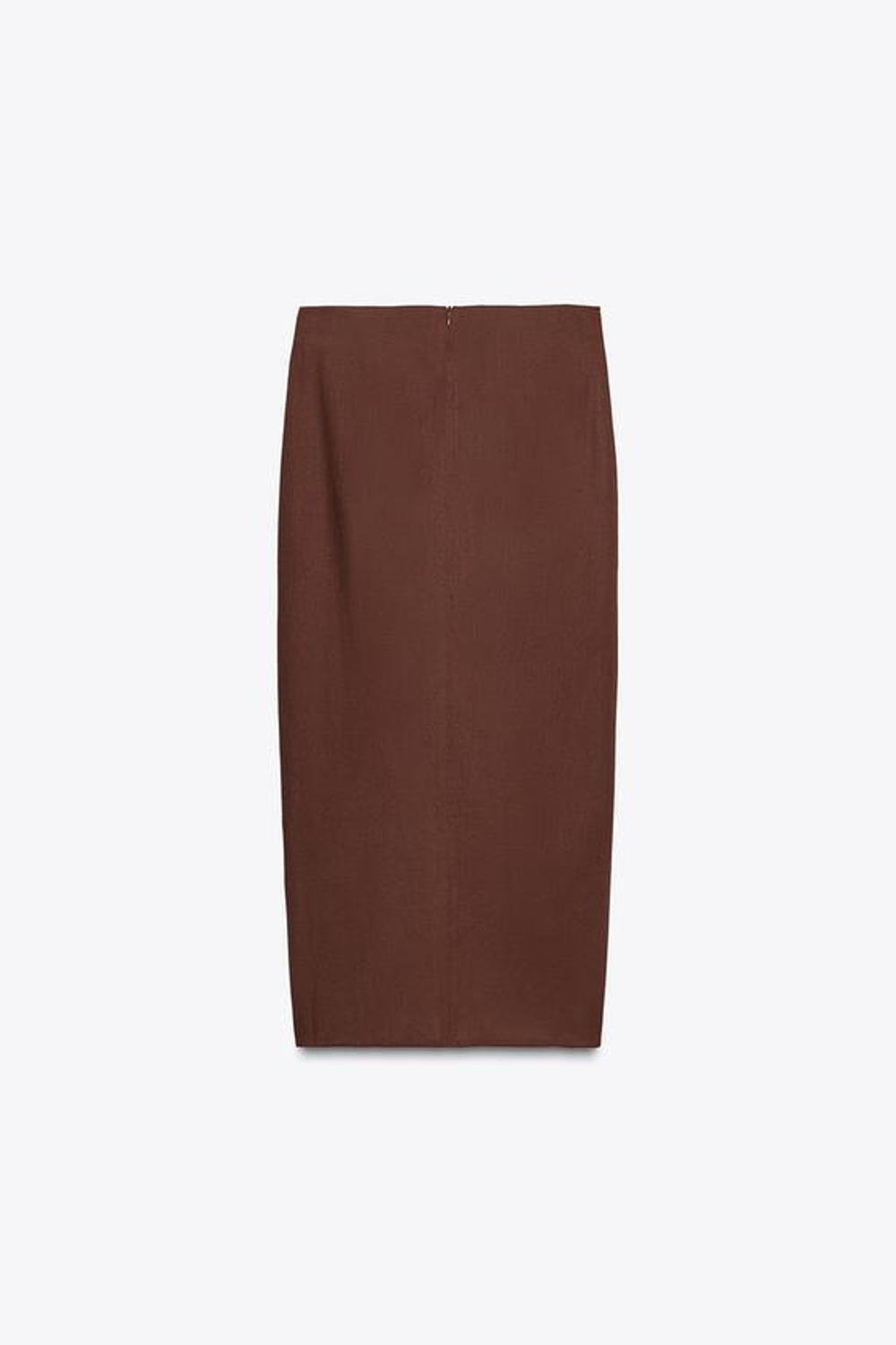 ZARA ЮБКА МИДИ ИЗ ЛЬНА С РАКУШКАМИ, ТЕРРАКОТОВЫЙ