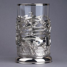 Подстаканник "Вертолеты" с никелированием (художественное литье) в футляре