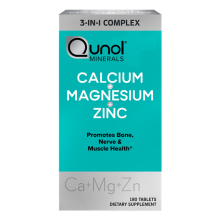 Qunol, Кальций+Магний+Цинк, Calcium+Magnesium+Zinc, 180 таблеток