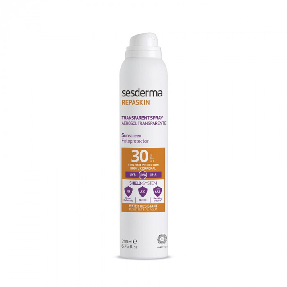 Sesderma REPASKIN TRANSPARENT SPRAY Aerosol Body Sunscreen SPF 30 - Спрей солнцезащитный прозрачный для тела, 200 мл