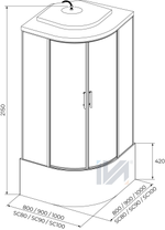 Душевая кабина IVA SC80CTG 800*800*2150 высокий серый поддон, тонированое стекло