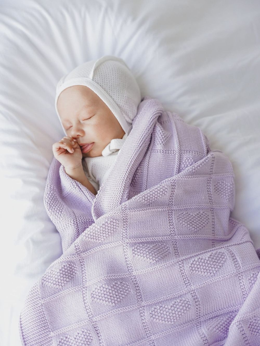 Плед вязаный хлопковый "Лаванда" 0+