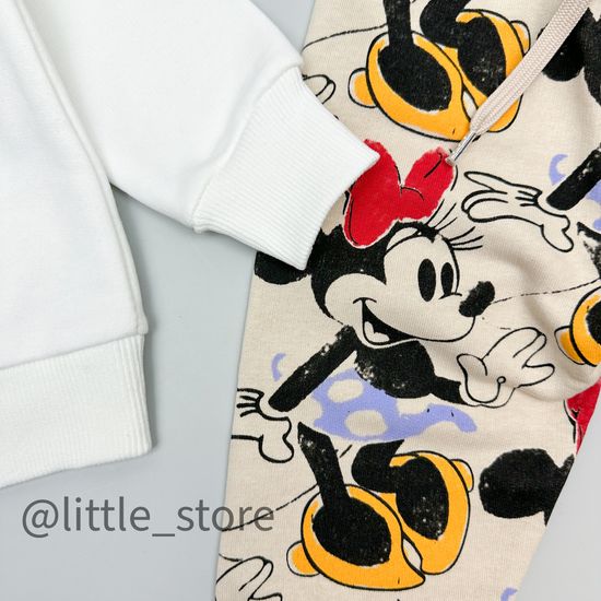 Комплект из футера "Minnie mouse" белый/бежевый