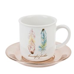 Чайный сервиз 12пр. "Перья" (6 персон) v=250мл. (керамика) (подарочная упаковка)