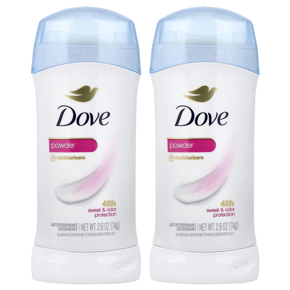Dove, дезодорант-антиперспирант, в виде порошка, 2 тюбика по 74 г (2,6 унции)