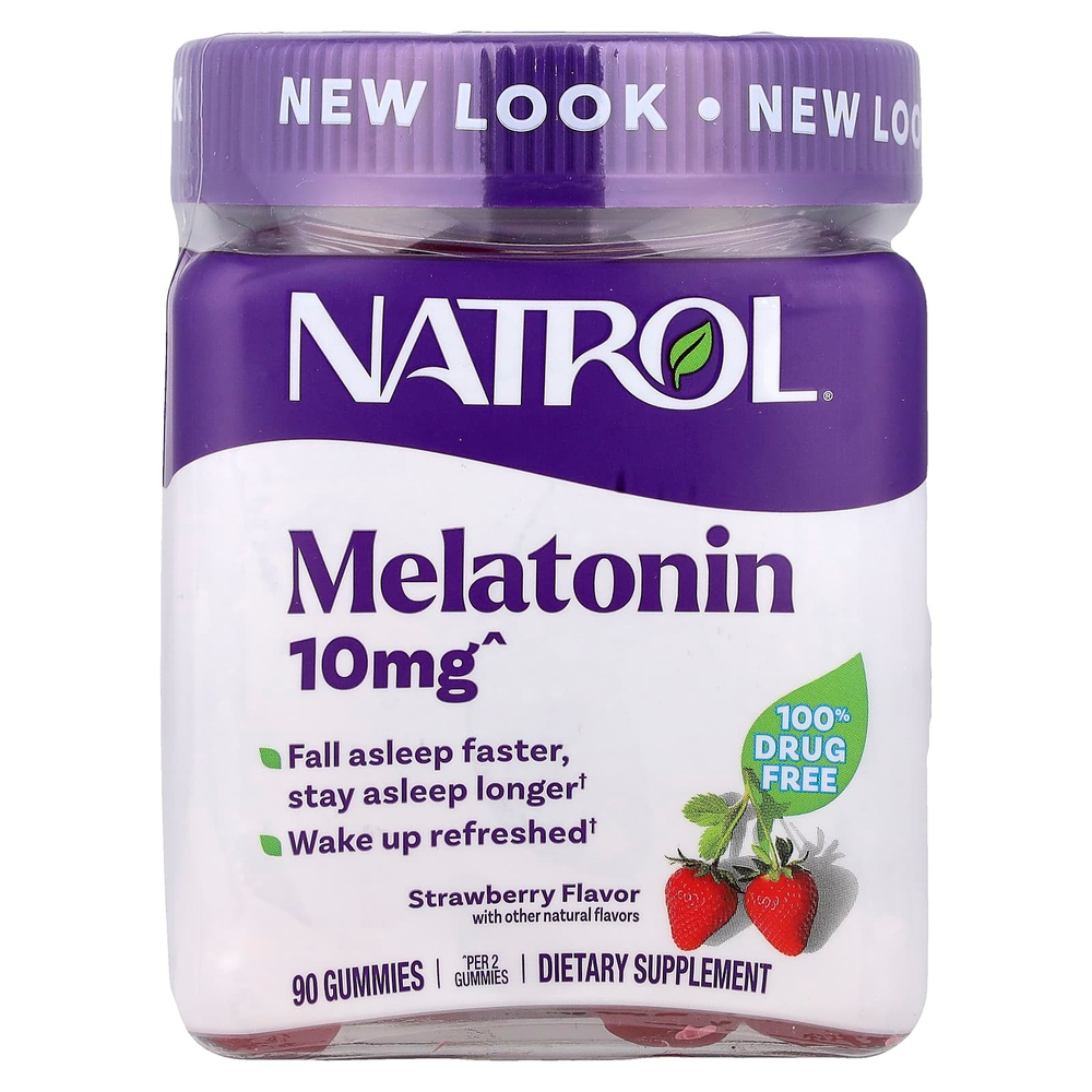 Natrol, жевательные таблетки с мелатонином, со вкусом клубники, 90 жевательных таблеток (5 мг в 1 таблетке)