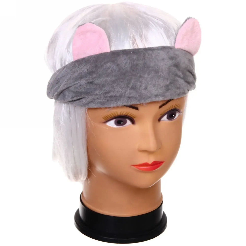 Повязка на голову «Кокетка - Кошечка», цвет серый 22см ( упаковка белый ZIP пакет )