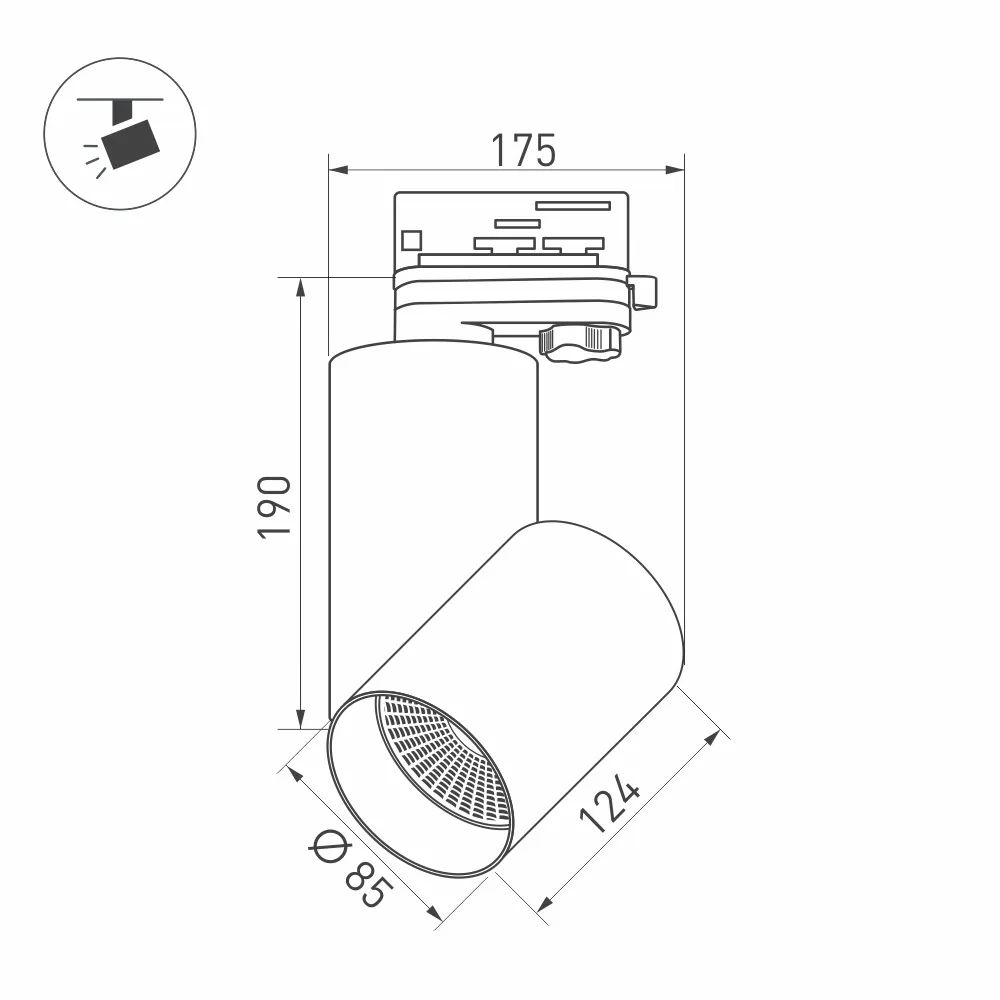 Светильник SP-POLO-TRACK-TURN-R85-15W Day4000 (BK-BK, 40 deg) (Arlight, IP20 Металл, 3 года) 027428