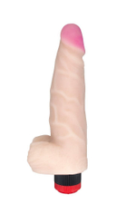 LOVETOY HUMAN COPY 7,8 – телесный реалистичный вибромассажёр с мошонкой, 19 см, конусный рельеф