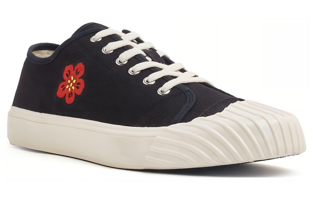 KENZO Takada Kenzo canvas flower low-cut lace-up fashion sneakers men's black