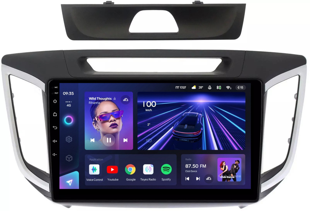 Магнитола для Hyundai Creta 1 2016-2021 (рамка 10) - Teyes CC3 на Android 10, QLED, ТОП процессор, 4Гб+32Гб, CarPlay, 4G SIM-слот