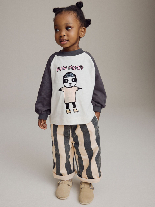 Брюки широкие для девочки Next N79-913, Серый, Молочный