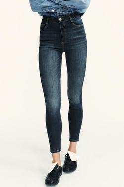 ZARA ДЖИНСЫ TRF SKINNY С ВЫСОКОЙ ПОСАДКОЙ, МОРСКОЙ СИНИЙ