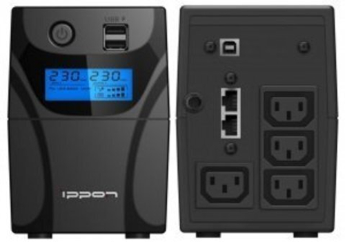 ИБП Ippon Back Power Pro II 700, 700VA, 420ВТ, AVR 162-290В, 4хС13, управление по USB, RJ-45, LCD, без кабелей