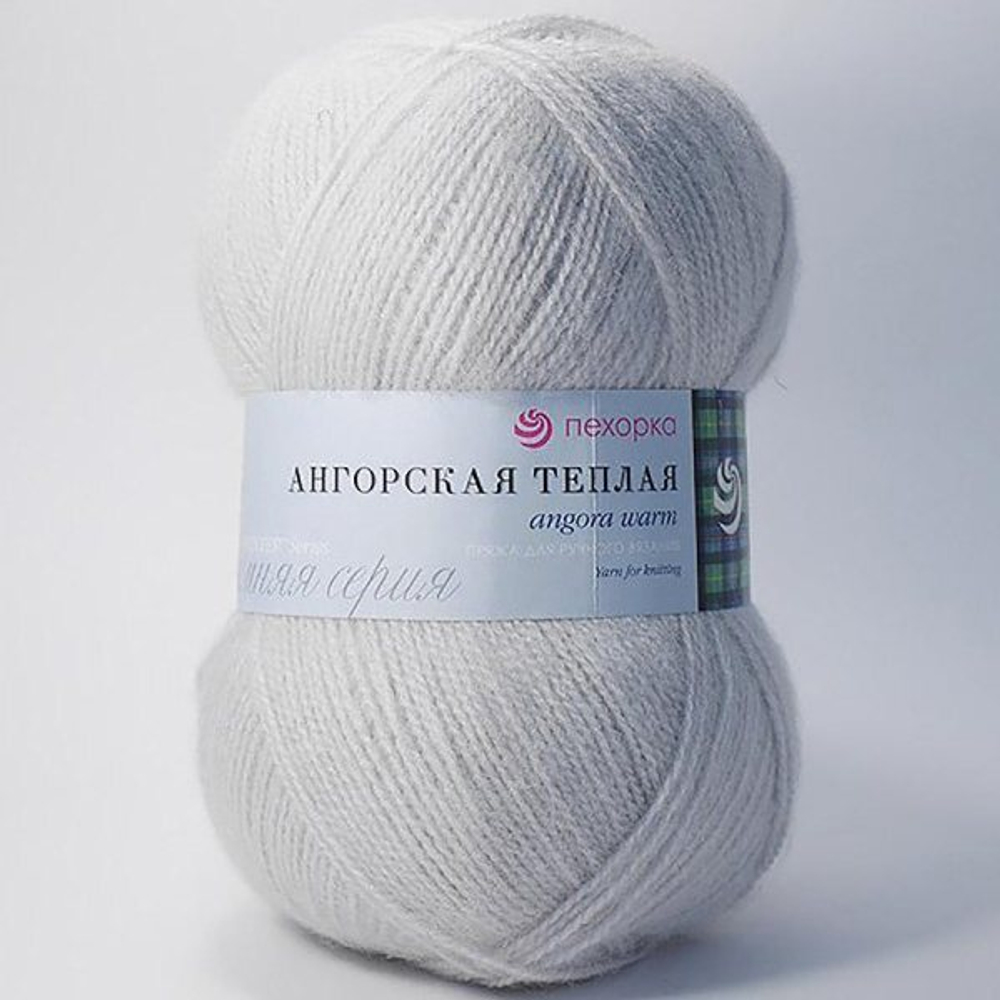 Ангорская теплая пряжа Пехорка 40%шерсть 60%акрил 5х100г/480м (08 св серый)