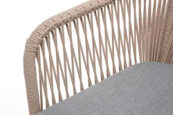 "Лион" стул плетеный из роупа, каркас из стали светло-серый (RAL7035) муар, роуп бежевый круглый, ткань светло-серая