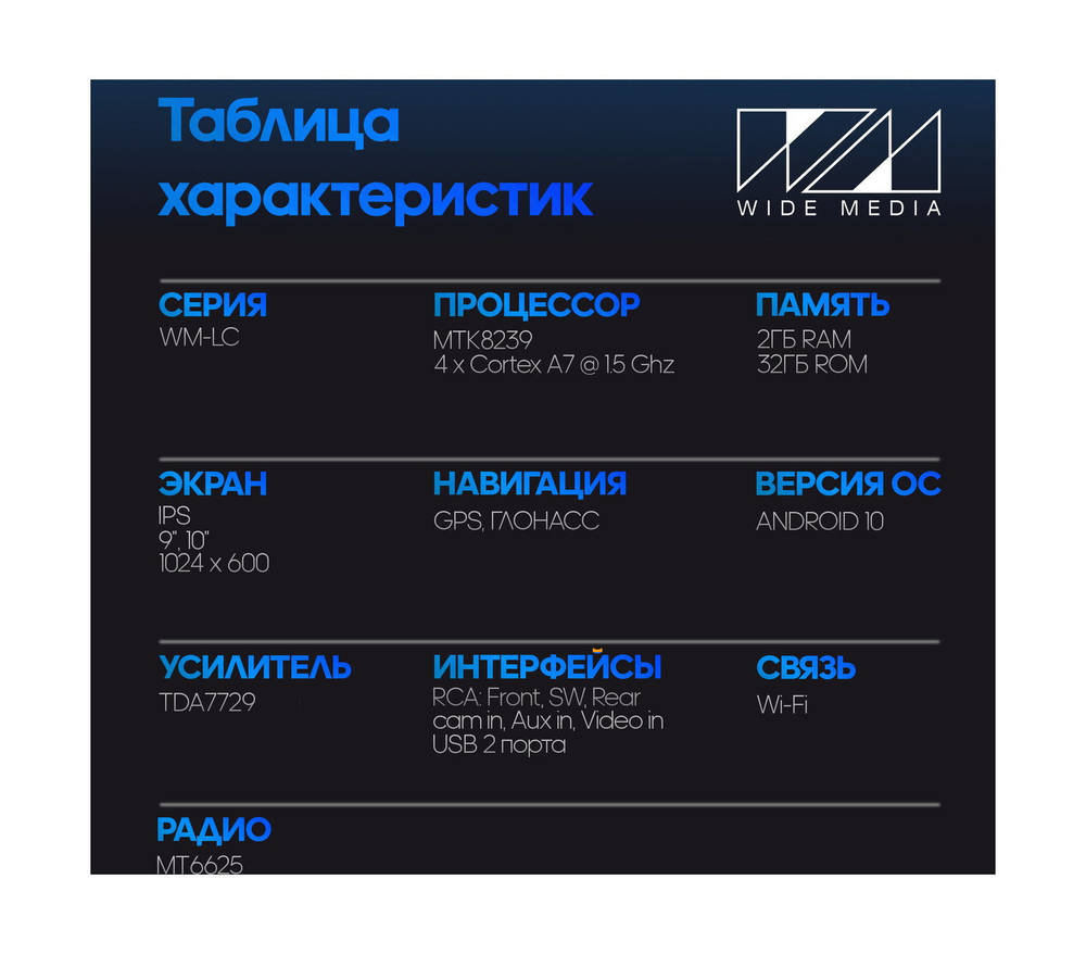 Автомагнитола 2Din Wide Media LC-MFB-ON-2/32 T