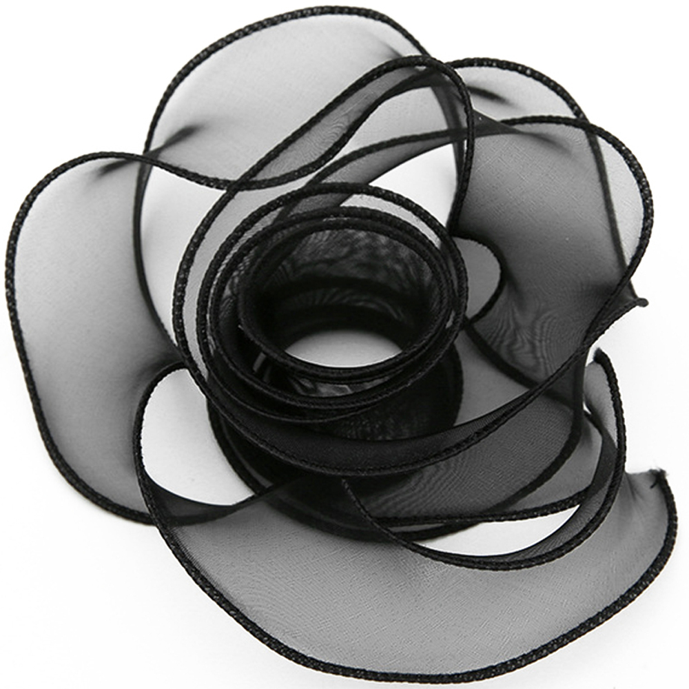 Лента декоративная (4 см*9,14 м) Органза с леской, Черный, 1 шт., 6233766