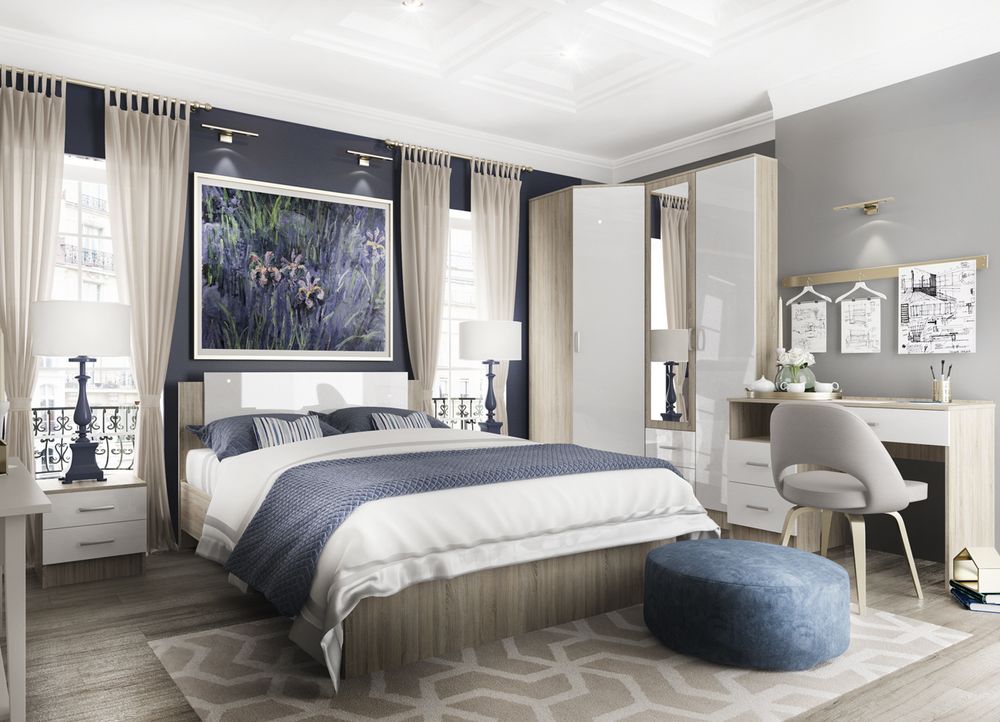 МС Софи Кровать Сонома/Белый СКР 1400.1