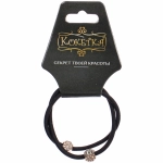 Резинка для волос в наборе 2шт «DesignPRO», цветочки, цвет черный / золото, d-5.5см