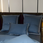 Комплект постельного белья Однотонный Сатин Премиум широкий кант на резинке OCPKR024