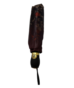 Зонт женский складной супер-автомат набивной "Сатин", расцветка - орнаменты ("Три слона" - арт. L3800 W/JS)
