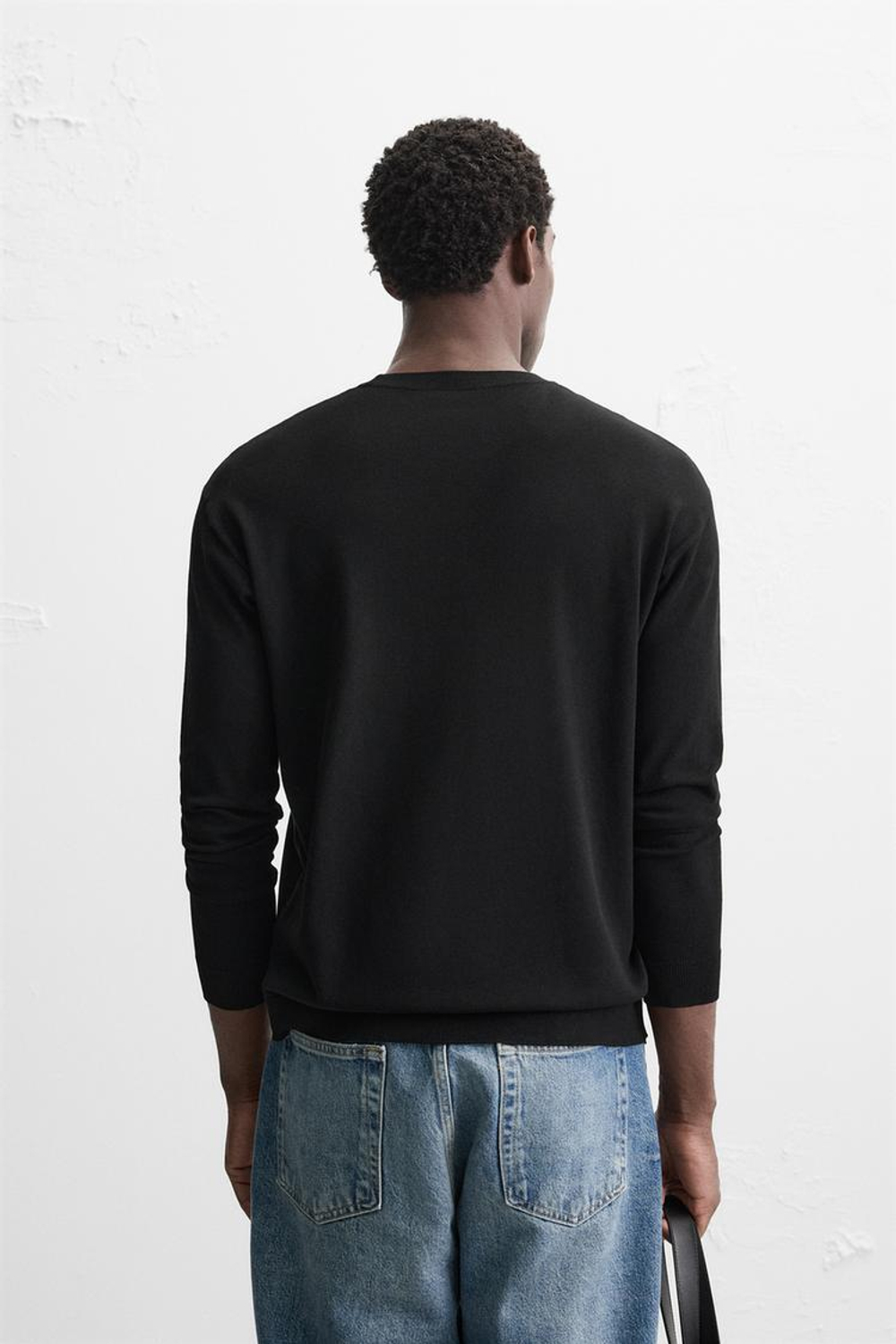 ZARA СВИТЕР ИЗ ВИСКОЗЫ С РЕЛЬЕФНЫМ УЗОРОМ, ЧЕРНЫЙ