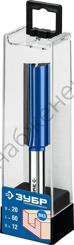 ЗУБР 20x60мм, хвостовик 12мм, фреза пазовая прямая с нижними подрезателями, серия Профессионал