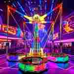 Банджи-батут «Неоновый калейдоскоп», 4-местный, 4,5×4,5×4,5 м