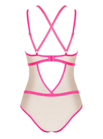 Эффектное боди Nudelia с двойными бретелями (Размер: L-XL) (Цвет: телесный с черным)