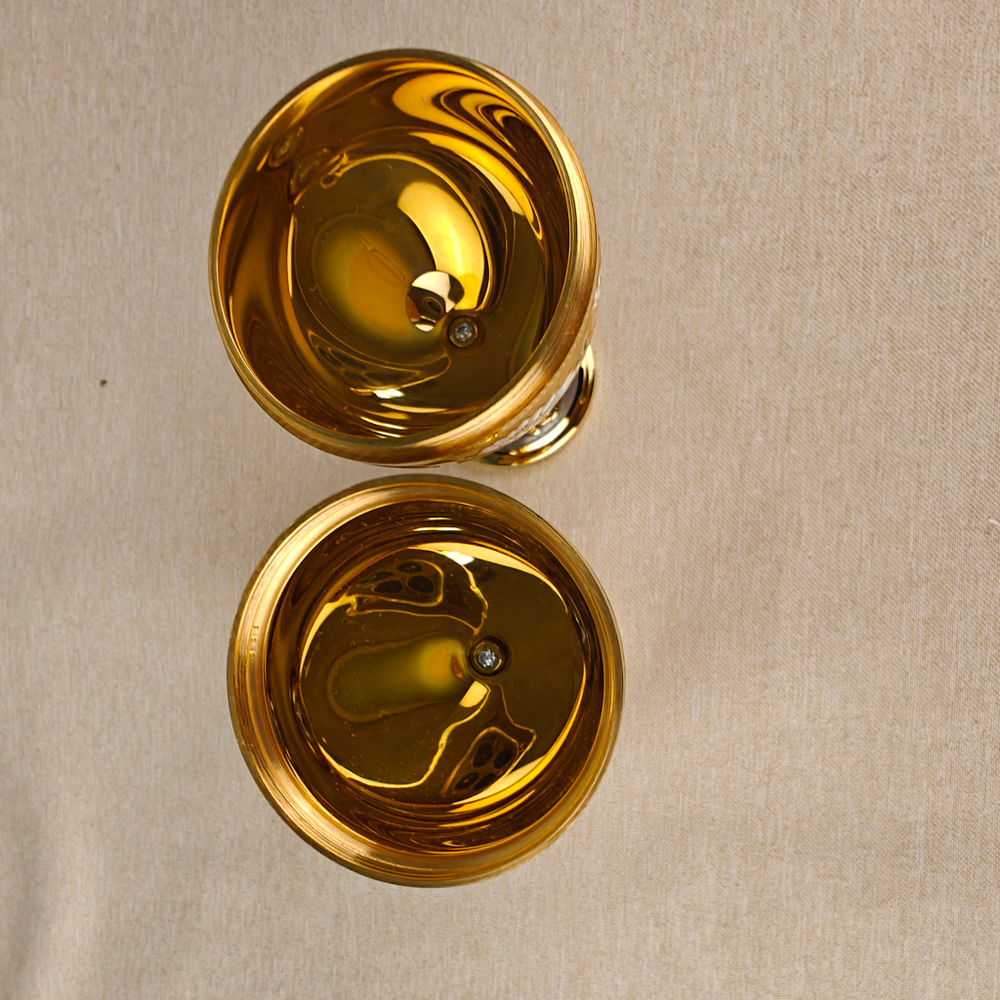 Сувенир Яйцо-рюмки "Ромашки" с эмалью (златоустоуская гравюра)