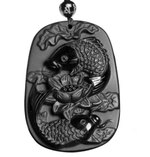 Подвеска Карпы Счастья и Удачи Натуральный обсидиан О-13