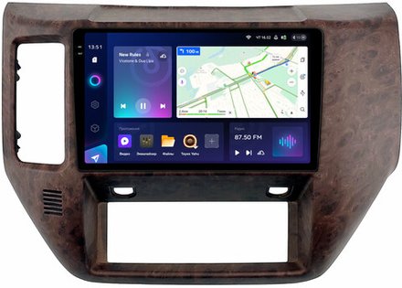 Магнитола для Nissan Patrol Y61 2004-2010 (рамка дерево) - Teyes CC3-2K монитор 9.5" 2K QLED на Android 10, ТОП процессор, CarPlay, 4G SIM-слот