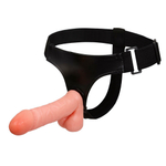 Реалистичный фаллоимитатор на трусиках - 17,5 см. (Цвет: телесный с черным)