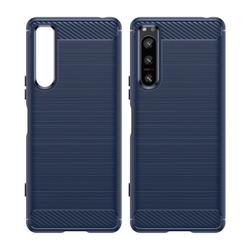 Чехол синего цвета в стиле карбон для Sony Xperia 5-IV Mark 4, серии Carbon от Caseport