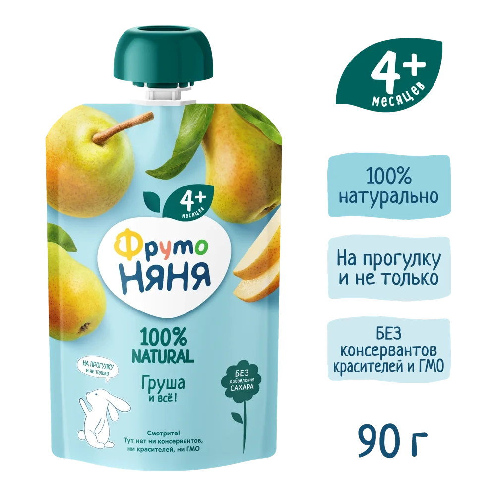 Фрутоняня пауч пюре груша 90г с 4 месяцев